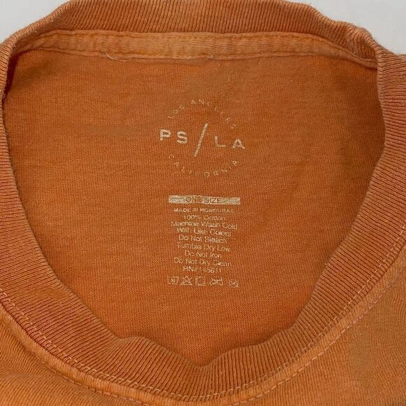 PacSun Womens Cotton Star Print Crew-Neck Short Sleeve T-Shirt Orange One Size - Picture 3 of 4